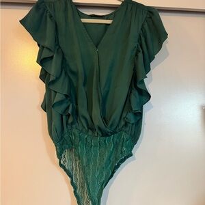 Elegant Green Ruffled Bodysuit